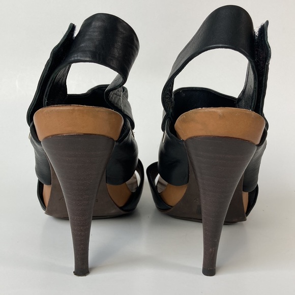 Theory Black Leather Sling Back Heeled Sandal - Picture 4 of 13